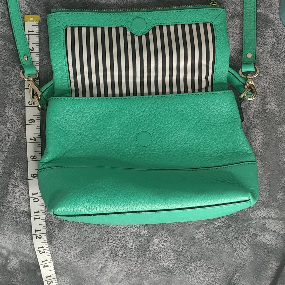 kate spade turquoise pebbled leather satchel with tassel - Picture 11 of 14